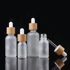 Hot sale frosted amber eye cream essential oil cbd oil cosmetics lotion glass bottle with bamboo dropper cap