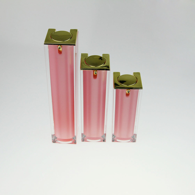 15ml 0.5oz Square PMMA Airless Plastic Lotion Bottles With Aluminum Snap On Cap