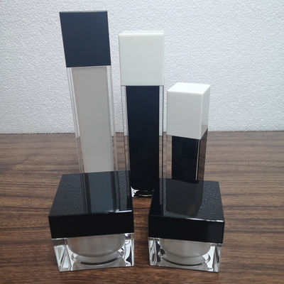 Πιο δημοφιλής 20g 30g 50g λευκό πλαστικό ακρυλικό μαύρο καπάκι τετράγωνο διπλό τοίχωμα κατασκευαστής καλλυντικών περιποίησης δέρματος κρέμα βάζο